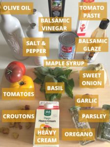 Ingredients needed to make ROASTED Caprese Bocconcini Soup