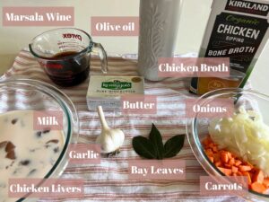 Ingredients needed to make Chicken Liver Pâté
