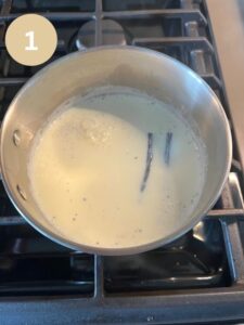 Heating milk and vanilla pod
